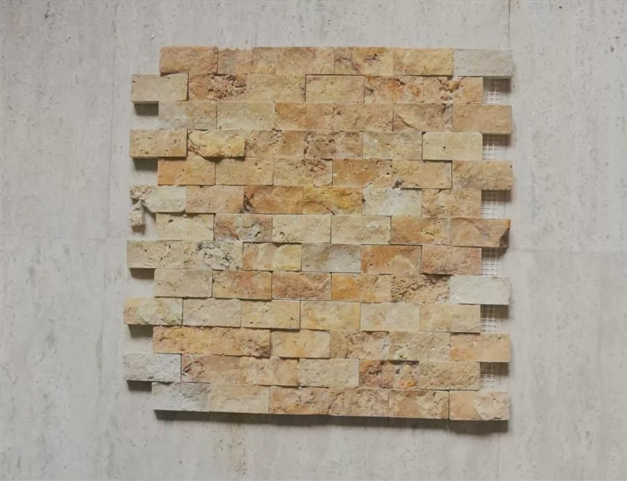 Yellow Travertine Split Face Mosaic